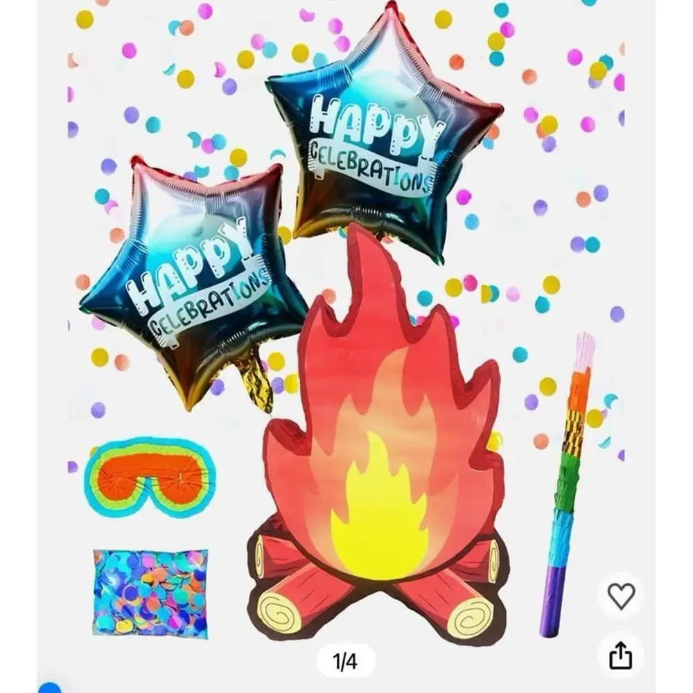 Campfire Pinatas,Perfect for Flame Party Birthdays,